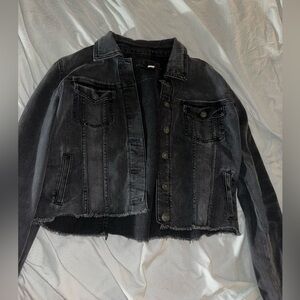 Cropped black jean jacket